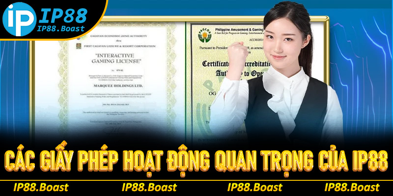 Các giấy phép hoạt động quan trọng của IP88